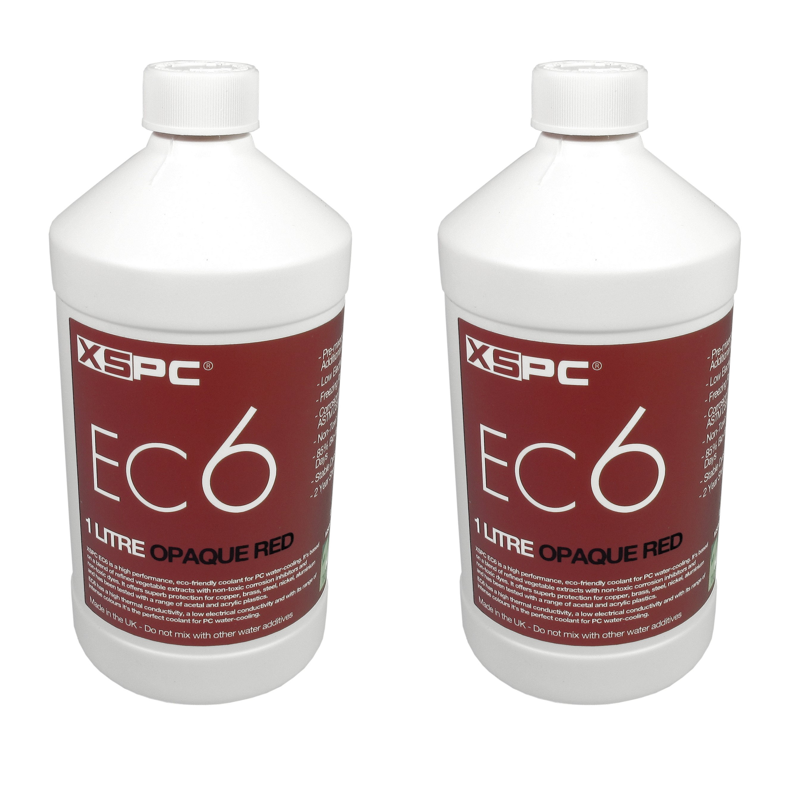 XSPC EC6 High Performance Premix PC Coolant, Opaque, 1000 mL, Red, 2-pack - Picture 1 of 4