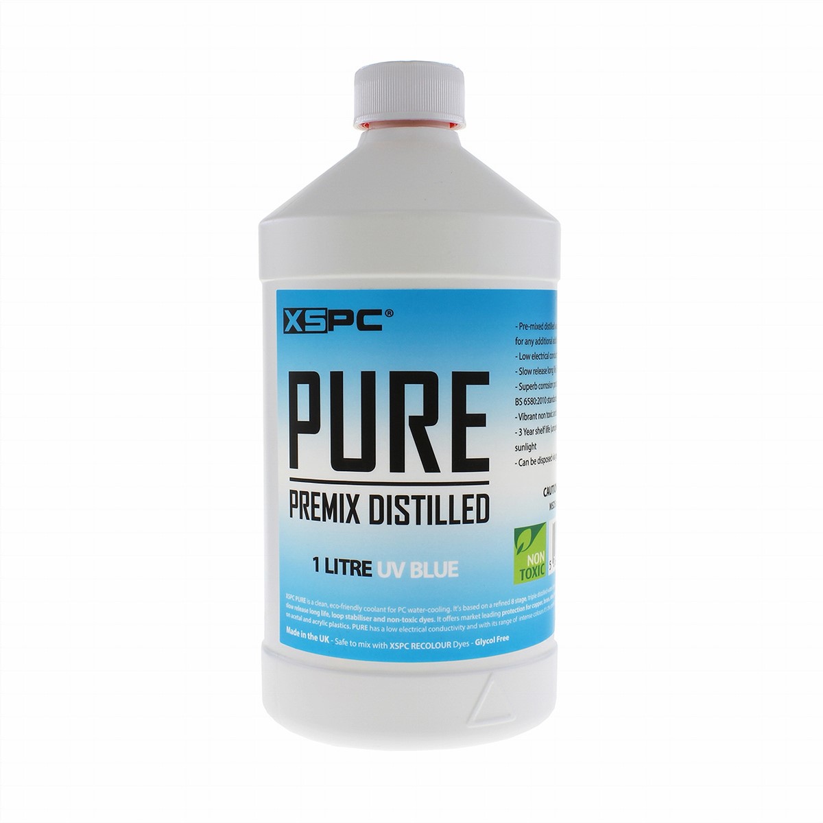 Refrigerante para PC destilado XSPC Pure Premix, 1 litro, azul UV - Imagen 1 de 5