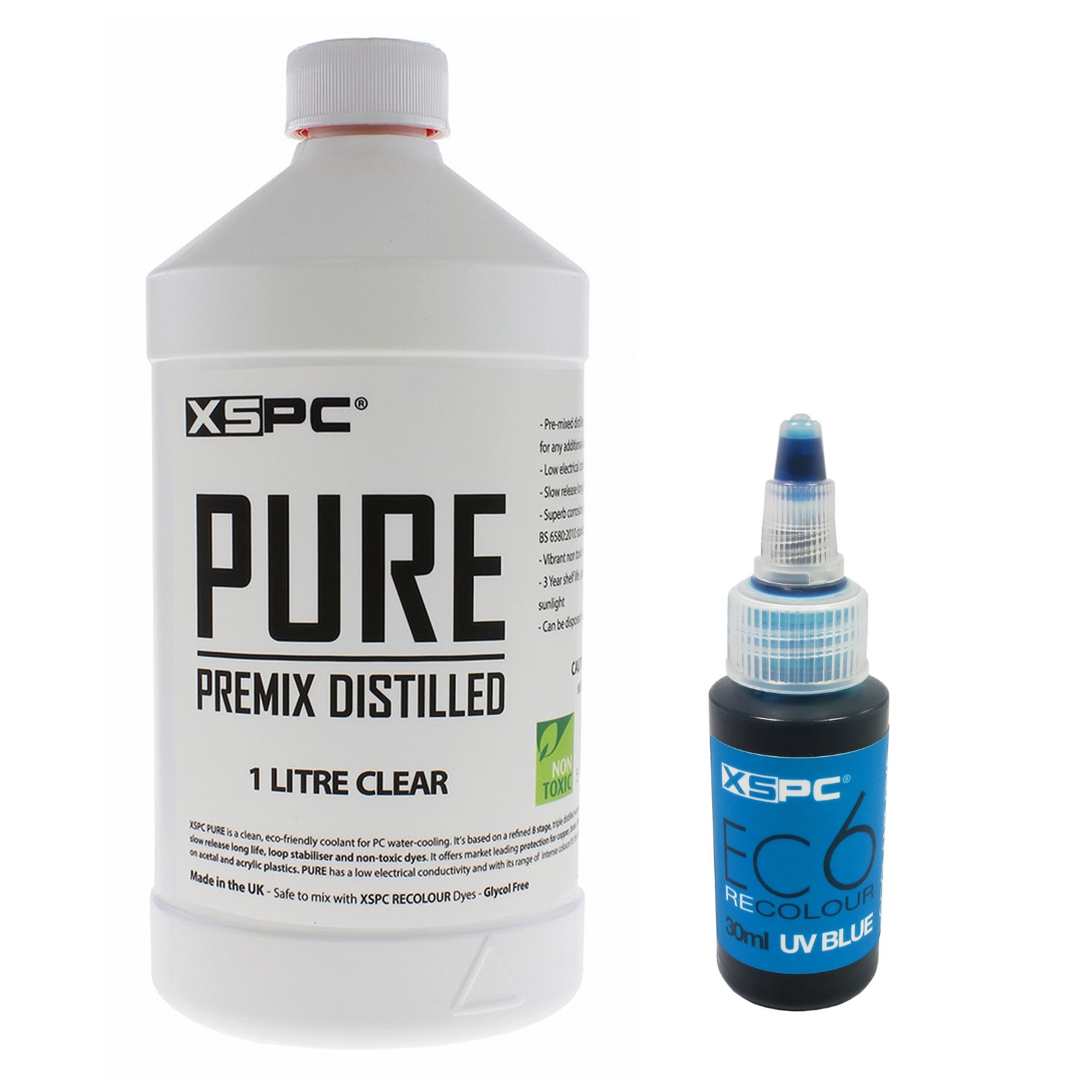 XSPC PURE Clear Premix Distilled PC Coolant and ReColour Dye, UV Blue - Picture 1 of 4