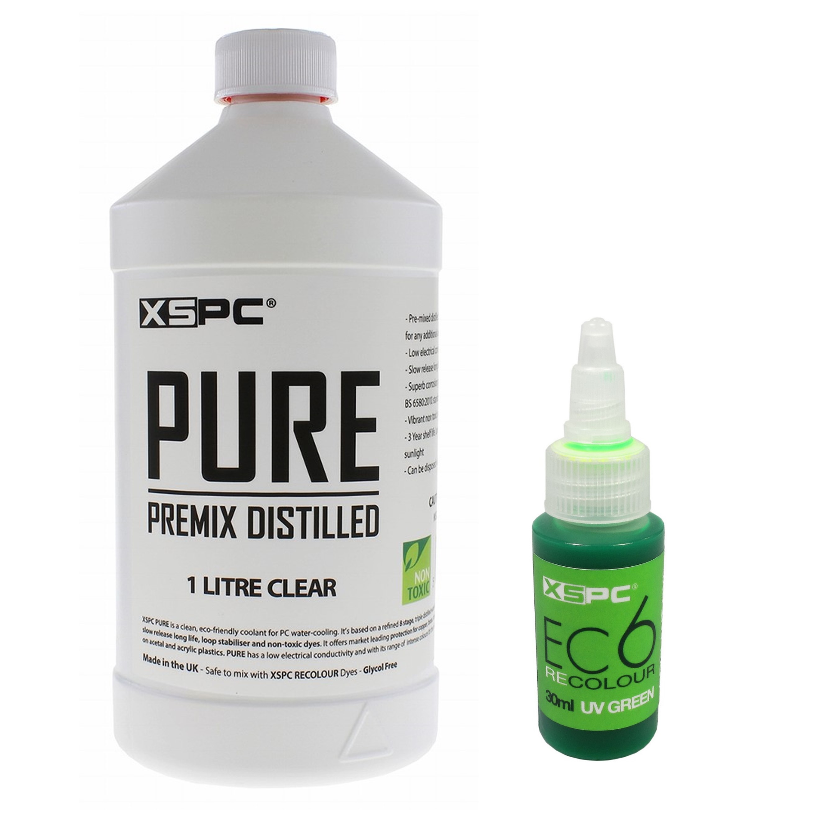 XSPC PURE Clear Premix Distilled PC Coolant and ReColour Dye, UV Green - Picture 1 of 4