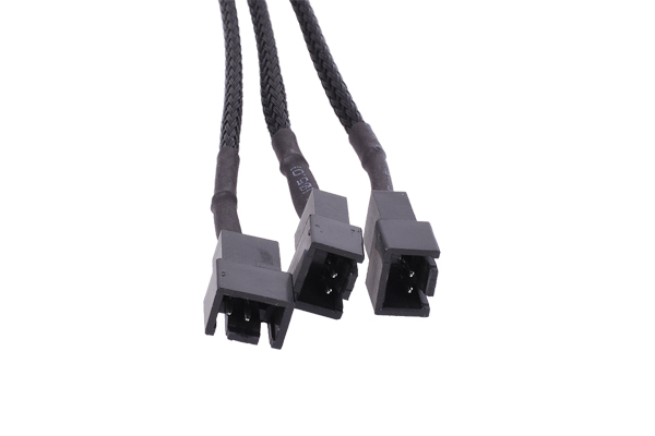 Phobya Adapter Cable, 4-Pin Molex to 3-Pin (5V/7V/9V), 30cm, Sleeved, Black - Picture 2 of 3
