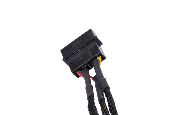 Phobya Adapter Cable, 4-Pin Molex to 3-Pin (5V/7V/9V), 30cm, Sleeved, Black - Picture 3 of 3
