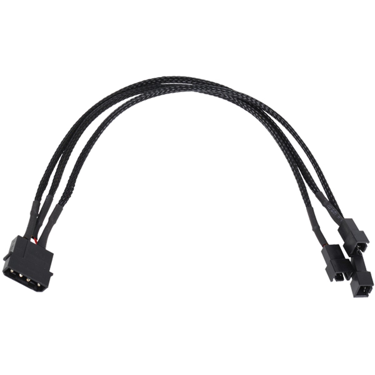 Phobya Adapter Cable, 4-Pin Molex to 3-Pin (5V/7V/9V), 30cm, Sleeved, Black - Picture 1 of 3